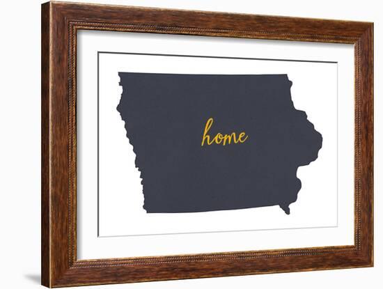 Iowa - Home State- Gray on White-Lantern Press-Framed Art Print