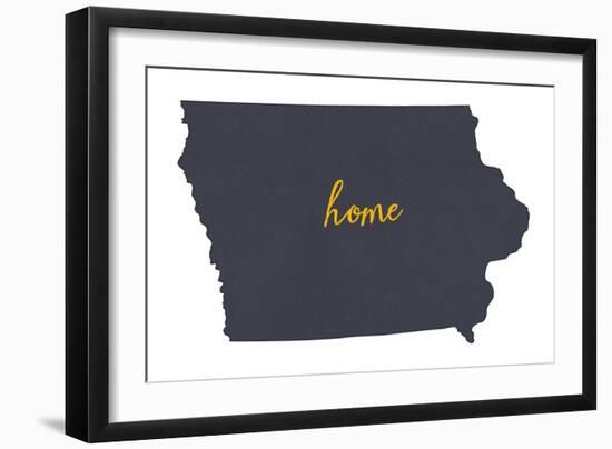 Iowa - Home State- Gray on White-Lantern Press-Framed Art Print