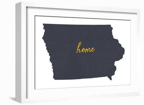 Iowa - Home State- Gray on White-Lantern Press-Framed Art Print