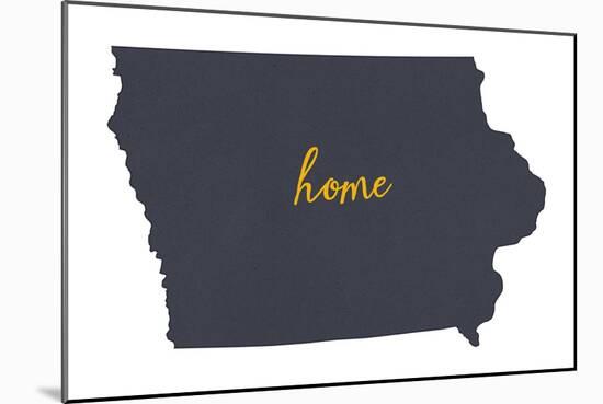 Iowa - Home State- Gray on White-Lantern Press-Mounted Art Print