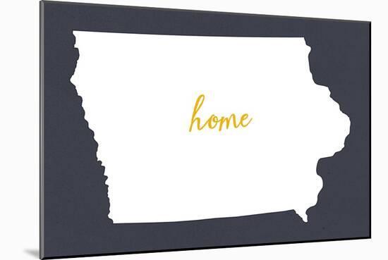 Iowa - Home State- White on Gray-Lantern Press-Mounted Art Print