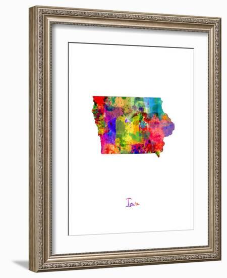 Iowa Map-Michael Tompsett-Framed Art Print