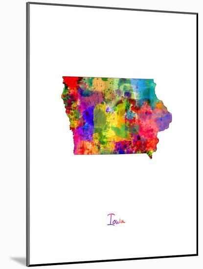 Iowa Map-Michael Tompsett-Mounted Art Print