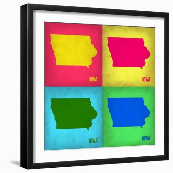 Iowa Pop Art Map 1-NaxArt-Framed Art Print