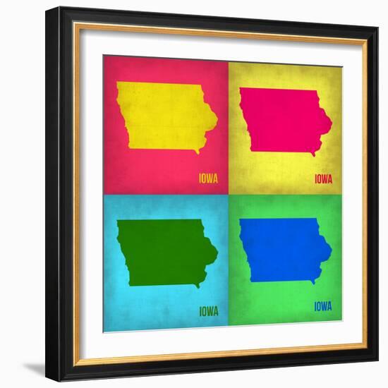 Iowa Pop Art Map 1-NaxArt-Framed Art Print