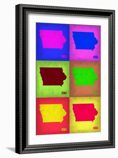 Iowa Pop Art Map 2-NaxArt-Framed Art Print