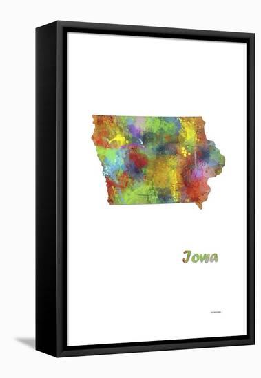 Iowa State Map 1-Marlene Watson-Framed Premier Image Canvas