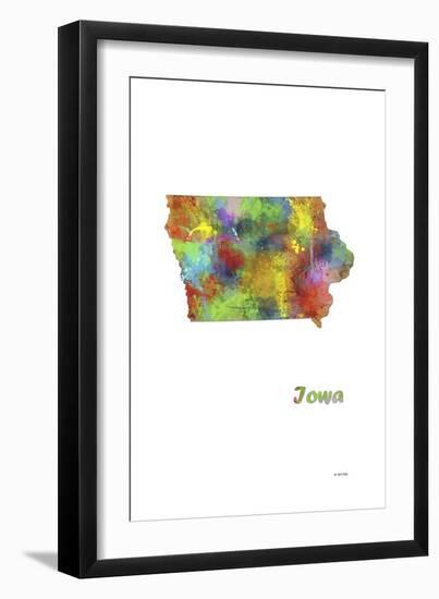 Iowa State Map 1-Marlene Watson-Framed Giclee Print