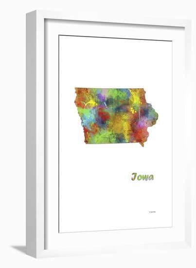 Iowa State Map 1-Marlene Watson-Framed Giclee Print