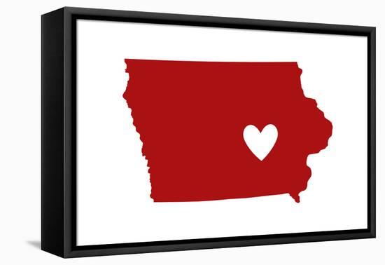 Iowa - State Outline and Heart-Lantern Press-Framed Stretched Canvas