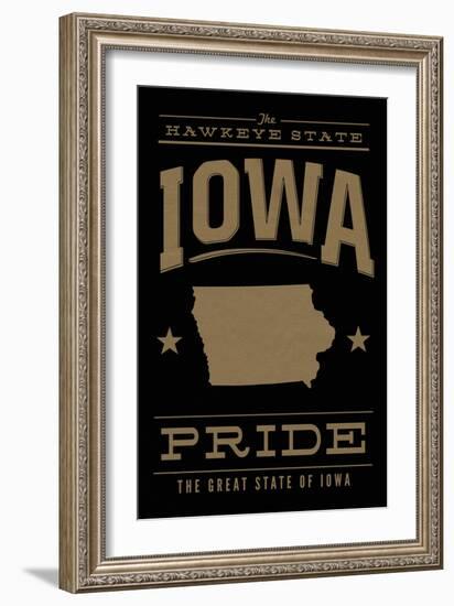 Iowa State Pride - Gold on Black-Lantern Press-Framed Art Print