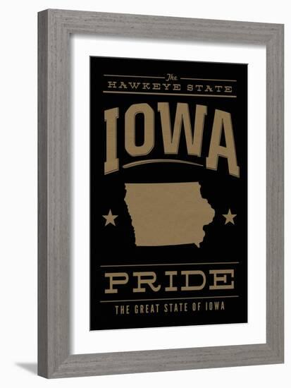 Iowa State Pride - Gold on Black-Lantern Press-Framed Art Print