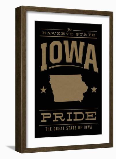 Iowa State Pride - Gold on Black-Lantern Press-Framed Art Print