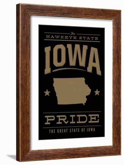 Iowa State Pride - Gold on Black-Lantern Press-Framed Art Print