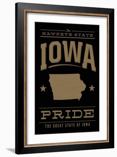 Iowa State Pride - Gold on Black-Lantern Press-Framed Art Print