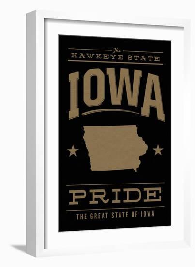 Iowa State Pride - Gold on Black-Lantern Press-Framed Art Print