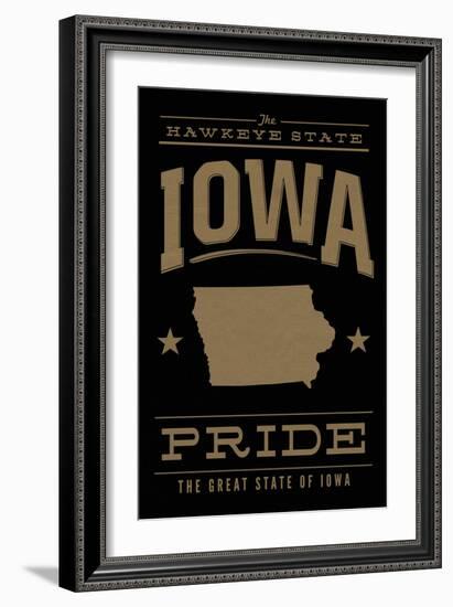 Iowa State Pride - Gold on Black-Lantern Press-Framed Art Print