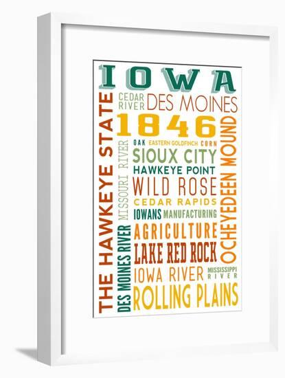 Iowa - Typography-Lantern Press-Framed Art Print