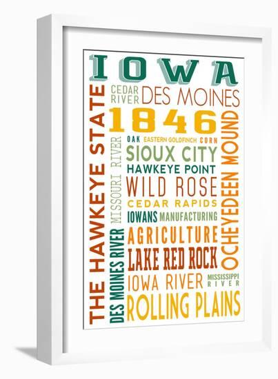 Iowa - Typography-Lantern Press-Framed Art Print