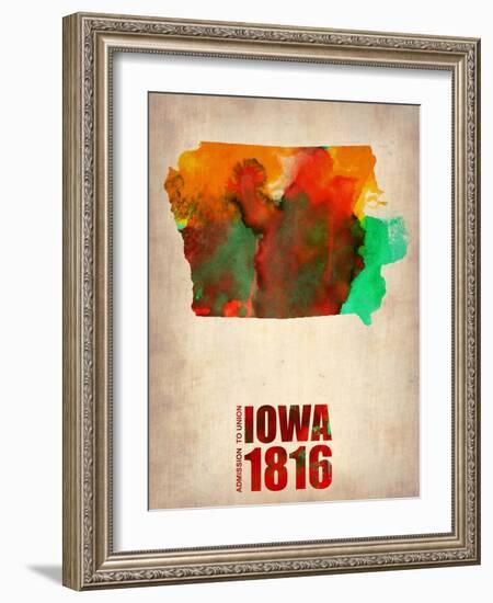 Iowa Watercolor Map-NaxArt-Framed Art Print