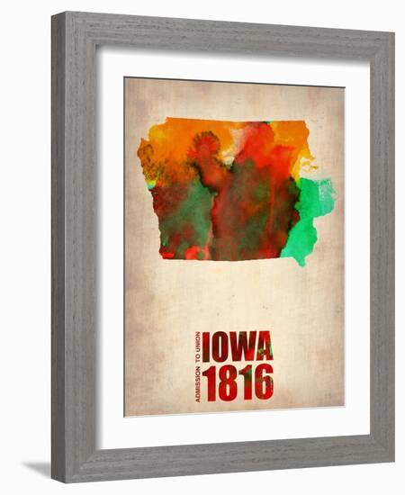 Iowa Watercolor Map-NaxArt-Framed Art Print