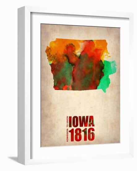 Iowa Watercolor Map-NaxArt-Framed Art Print