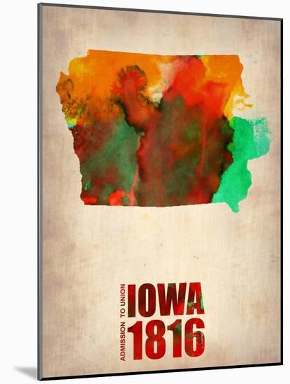 Iowa Watercolor Map-NaxArt-Mounted Art Print