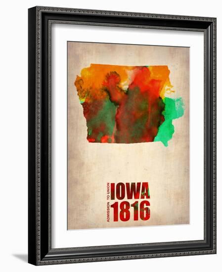 Iowa Watercolor Map-NaxArt-Framed Art Print