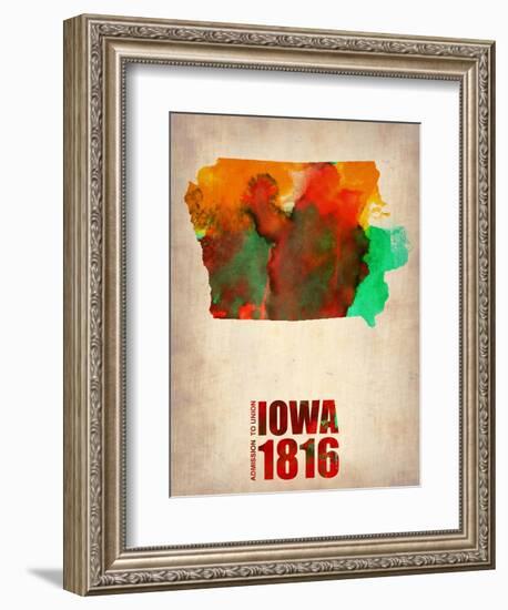 Iowa Watercolor Map-NaxArt-Framed Art Print