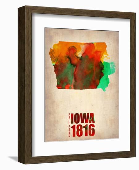 Iowa Watercolor Map-NaxArt-Framed Art Print