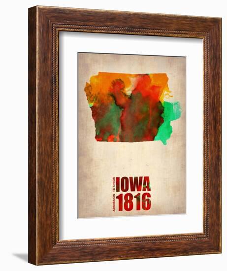 Iowa Watercolor Map-NaxArt-Framed Art Print