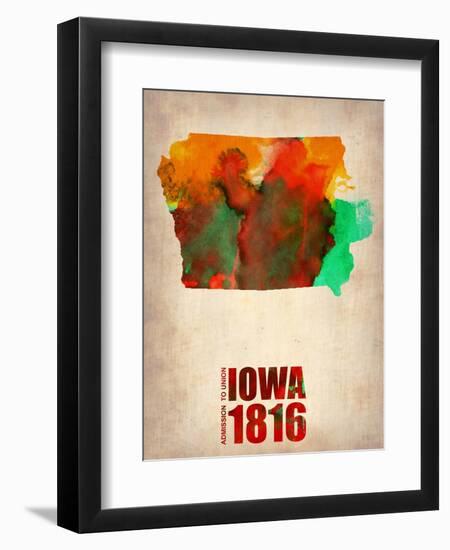 Iowa Watercolor Map-NaxArt-Framed Art Print