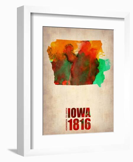 Iowa Watercolor Map-NaxArt-Framed Art Print