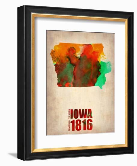 Iowa Watercolor Map-NaxArt-Framed Art Print