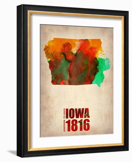 Iowa Watercolor Map-NaxArt-Framed Art Print