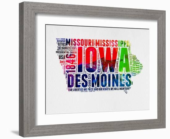 Iowa Watercolor Word Cloud-NaxArt-Framed Art Print