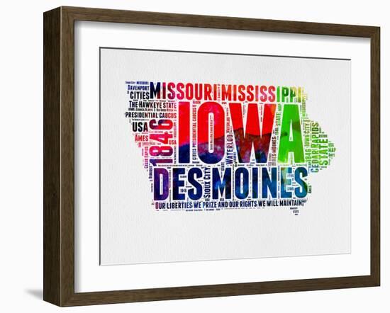 Iowa Watercolor Word Cloud-NaxArt-Framed Art Print