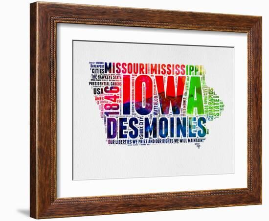 Iowa Watercolor Word Cloud-NaxArt-Framed Art Print