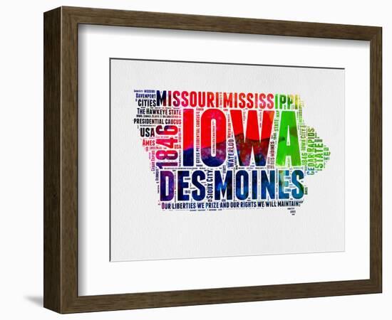 Iowa Watercolor Word Cloud-NaxArt-Framed Art Print