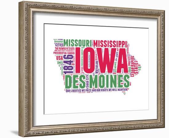 Iowa Word Cloud Map-NaxArt-Framed Art Print