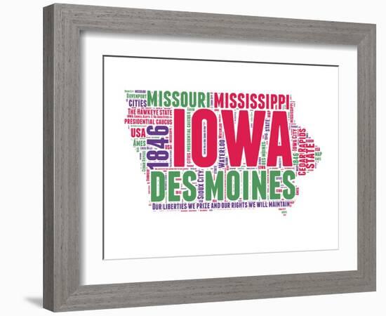 Iowa Word Cloud Map-NaxArt-Framed Art Print