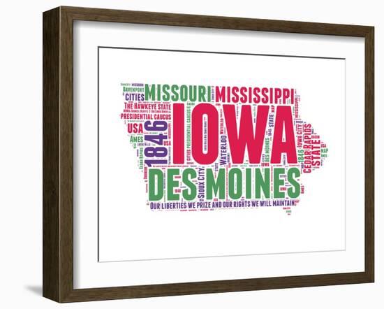 Iowa Word Cloud Map-NaxArt-Framed Art Print