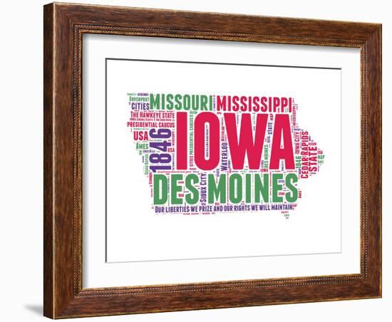 Iowa Word Cloud Map-NaxArt-Framed Art Print