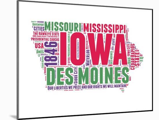 Iowa Word Cloud Map-NaxArt-Mounted Art Print