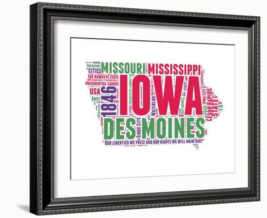 Iowa Word Cloud Map-NaxArt-Framed Art Print