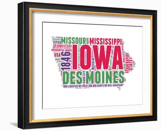 Iowa Word Cloud Map-NaxArt-Framed Art Print