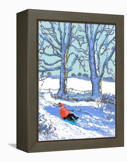 IPad painting, Sledging in Derbyshire, 2021(Ipad print)-Andrew Macara-Framed Premier Image Canvas