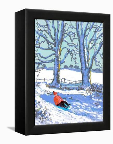 IPad painting, Sledging in Derbyshire, 2021(Ipad print)-Andrew Macara-Framed Premier Image Canvas