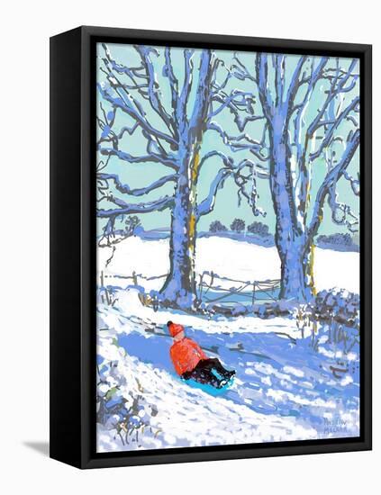 IPad painting, Sledging in Derbyshire, 2021(Ipad print)-Andrew Macara-Framed Premier Image Canvas