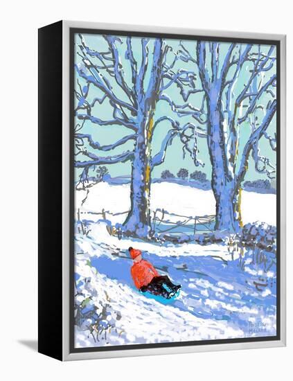 IPad painting, Sledging in Derbyshire, 2021(Ipad print)-Andrew Macara-Framed Premier Image Canvas
